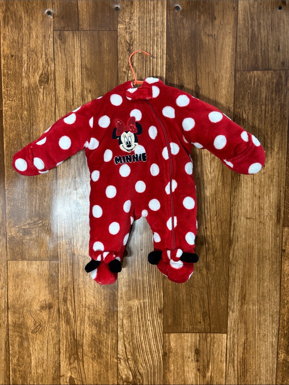 Disney Red & White Polka Dot Minnie Mouse Fleece Footie